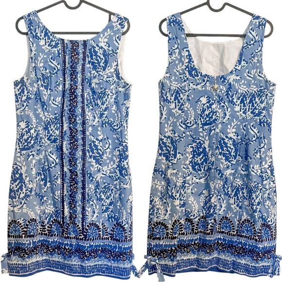 Lilly Pulitzer Mila Shift Dress in Turtley Awesome Blue Peri - Picture 2 of 7